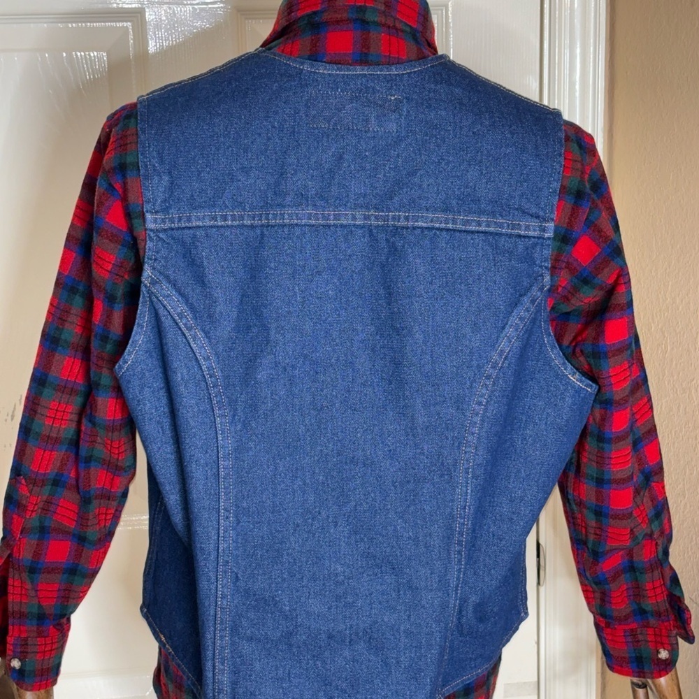 Wrangler Authentic Western Jacket Blue Denim Button Up Jean Vest Adult Size XL‌ - Picture 10 of 13